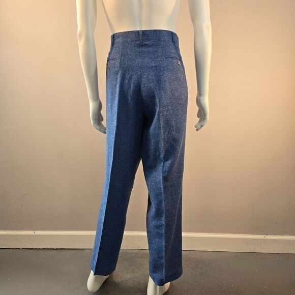 Alan Flusser Pants Heathered Blue Linen Blend Lightweight Size 40 x 30 - Picture 5 of 8